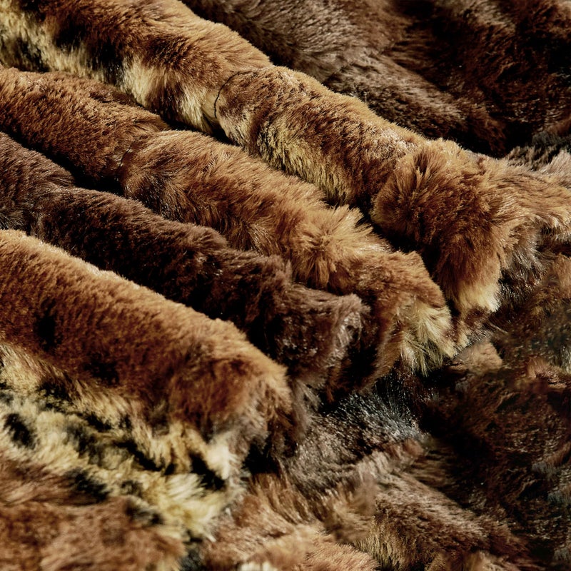Home Soft Things Animal Printed Double Sided Faux Fur Throw, 50" x 60'', Brushed Leopard Heavy Warm Soft Stripe Throw Blanket for Kids Adults Great Gifts - Image 4